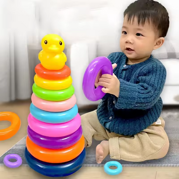 Torre apilable Baby On de aros de colores con animales