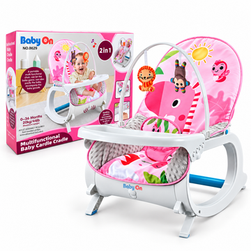 Silla Comedor Mecedora 2 en 1 Baby On con Bandeja, Vibración y Música para Bebé