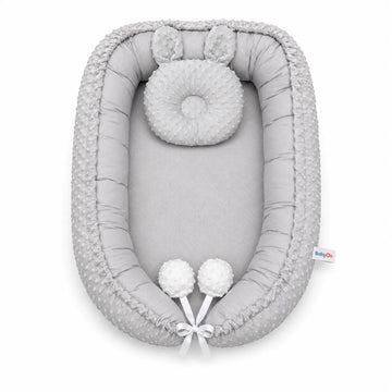 Nido Bebé Recién Nacido Cuna Segura Cómoda + Almohada Orejitas | Tela Suave Hipoalergénica 80x55cm