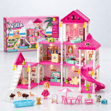 Casa de Muñecas Baby On Little Fun Villa con Luces, Tobogán y 8 Espacios