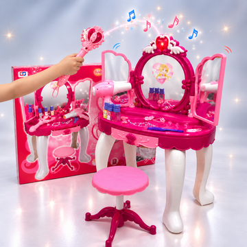 Tocador Infantil Eléctrico Baby On Glamour Mirror con Espejo Automático, Luces, Música y Banquito