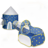 Carpa Castillo Espacial 3 en 1 con túnel y zona de juegos Rosa
