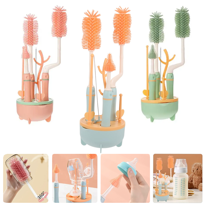Set Lava Teteros 3 en 1 con Soporte Escurridor Multiusos Baby On