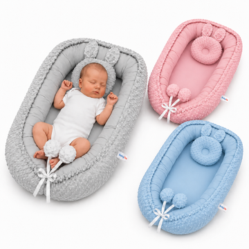 Nido Bebé Recién Nacido Cuna Segura Cómoda + Almohada Orejitas | Tela Suave Hipoalergénica 80x55cm