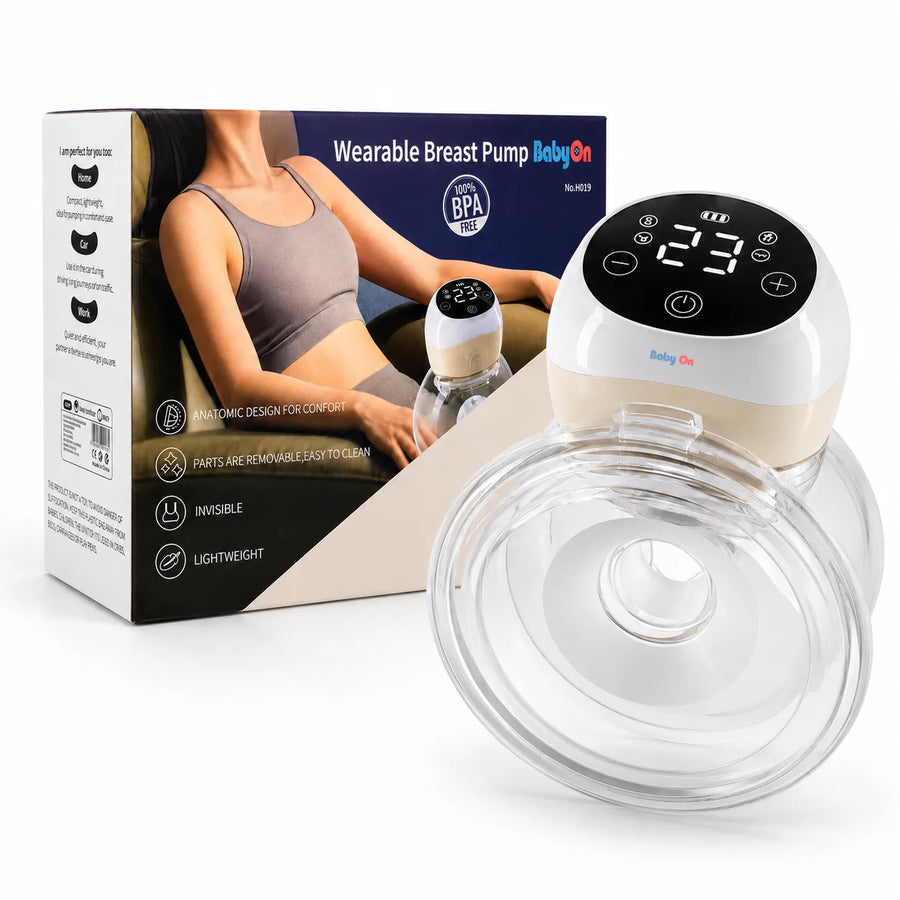 Extractor De Leche Eléctrico Y Digital WEARABLE Manos Libres BABY ON — PANTALLA LED