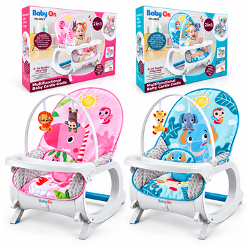 Silla Comedor Mecedora 2 en 1 Baby On con Bandeja, Vibración y Música para Bebé