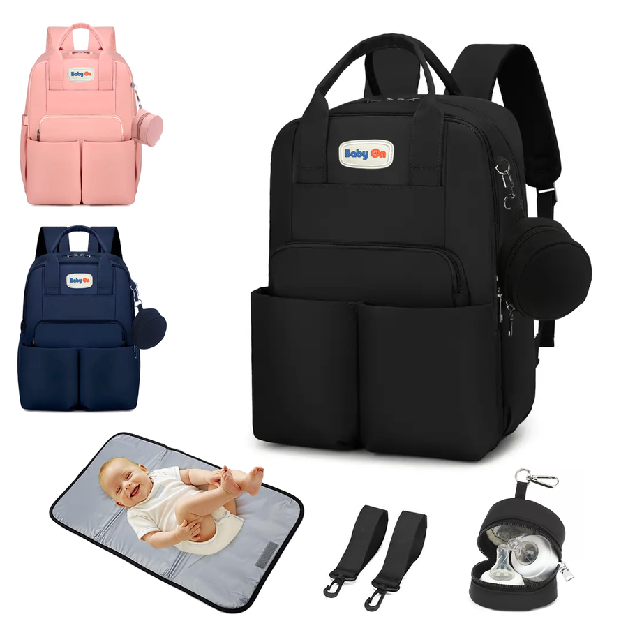 Mochila Pañalera Premium(GRANDE) + Cambiador Multifuncional Y Termica Para Bebés Baby On