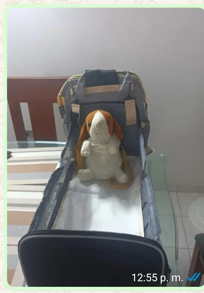 Foto de reseña de Cliente Baby On sobre Morral Pañalera Tipo Cuna 3 en 1 con Cambiador Baby On USB y 3 Bolsillos Térmicos